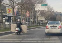 Beyoğlu'nda trafikte şaşkınlık veren görüntü!