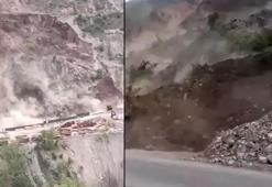 Baraj yakınında heyelan meydana geldi! Saniye saniye kameralara yakalandı