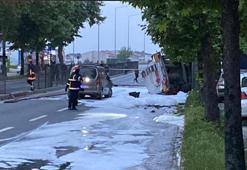 Gölcük'te benzin yüklü tanker kaza yaptı! Karayolu trafiğe kapatıldı, evler tahliye edildi