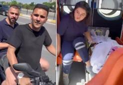 Kadıköy'de motosikletli magandalar ambulansın önünü kesip hastayı kontrol etti