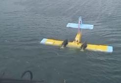 Aydın'da yangına müdahale eden uçak suya sert iniş yaptı