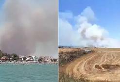 Silivri'de otluk alanda yangın! Alevler bölgedeki evleri tehdit ediyor