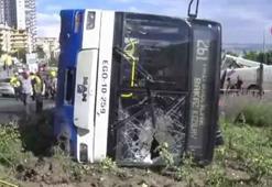 Ankara'da belediye otobüsü devrildi: 5 kişi yaralı