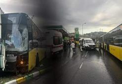 İETT otobüsü 3 araca çarptı: 1'i ağır 3 kişi yaralı!