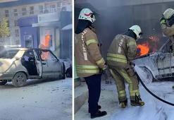 Park halindeki otomobil bir anda yanmaya başladı: Benzin istasyonunda korku dolu anlar