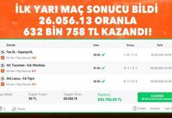 3 Maçın İlk Yarı / Maç Sonucunu bildi, 26.056.13 oranla 632 bin 758 TL kazandı!