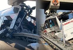 Ankara'da korkunç kaza! Otobüs ikiye ayrıldı, 9 can kaybı, 26 yaralı, kameraya böyle yansıdı