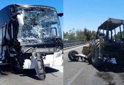 Aydın'da yolcu otobüsü ile kepçe çarpıştı: 9 kişi yaralı