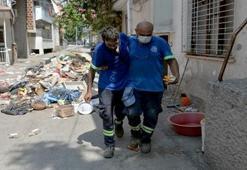 Çöp evi temizlemeye giren temizlik işçisi fenalaştı! 8 kamyonet çöp çıkarıldı