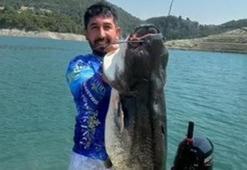 Adana'da oltayla 45 kiloluk yayın balığı yakaladı