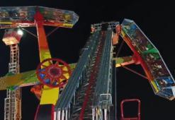 Lunaparkta panik: Bir saat boyunca baş aşağı havada asılı kaldılar