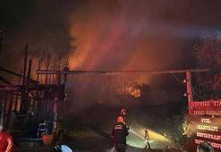 Kocaeli'nde ahşap otel ve kovboy kasabası alev alev yandı