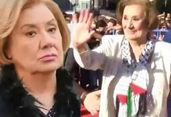 Gülsen Tuncer, Antalya Film Festivali'ne kefiyesiyle katıldı