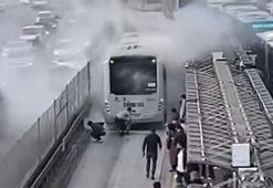 Sefaköy metrobüs durağında yangın paniği