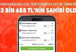 İlk yarı karşılıklı gol tercihleriyle 657.85 oran bildi, 533 bin 688 TL’nin sahibi oldu!
