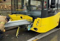 İETT otobüsü bariyere saplandı