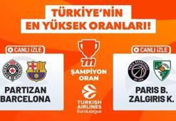 Partizan - Barcelona ve Paris Basket - Zalgiris maçlarının heyecanı Türkiye'nin En Yüksek Oranları ile Misli'de canlı yayında!