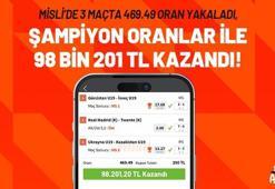 Misli’de 3 maçta 469.49 oran yakaladı, Şampiyon Oranlar ile 98 bin 201 TL kazandı!