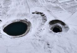 Sivas'taki göller kar yağışıyla beraber güzel görünümleriyle dikkat çekiyor