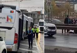 Metrobüste akılalmaz kaza! Yolcu yola düştü