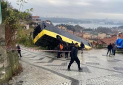 Beykoz'da kayan İETT otobüsü bir evin bahçesine düştü