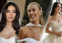 2024'ün dikkat çeken gelinleri! Ünlü isimlerin muhteşem gelinlikleri zarif tasarımlarla şıklıklarıyla göz kamaştırdılar!