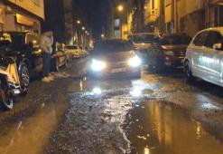 Tekirdağ'da yol çöktü araç mahsur kaldı