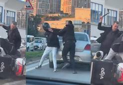 Eyüpsultan'da otomobil sürücüsü kuryeyi copla darp etti