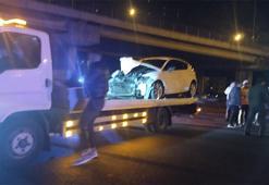 Ümraniye'de otomobil yolcu otobüsüne çarptı! Yaralılar var