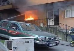 Rize'de 4 katlı apartmanın zemin katında yangın çıktı