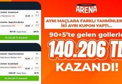 Aynı maçlara farklı tahminlerle iki ayrı kupon yaptı… 90+5’te gelen gollerle 140.206 TL kazandı!