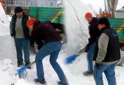 Belçikalı gezgin Kayseri'de misafir olduğu evde kar temizledi
