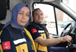 Amasya'da karı koca aynı ambulansta hayat kurtarıyor