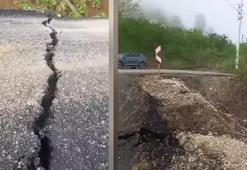 Sakarya'da tedirgin eden görüntü! İlçelerini birbirine bağlayan yol çöktü