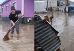 Kars'ta aniden basan yağış sele sebep oldu! Evleri su bastı