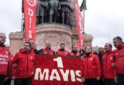 İstanbul'da 1Mayıs coşkuyla kutlandı! Sendikalar Taksim'e çelenk ve karanfillerle çıktı