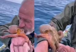 Aydın'da ağına ahtapot takılan balıkçının, yaptığı şaşkınlık yarattı