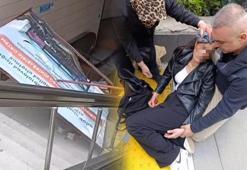 Maltepe metro istasyonunda korkunç olay: Genç kadının başına reklam panosu düştü