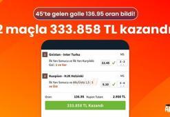 45’te gelen golle 136.95 oran bildi! 2 maçla 333.858 TL kazandı!