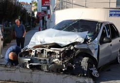 Alkollü sürücü trafik ışığına çarptı! 'Anam babam beni böyle görmesin'