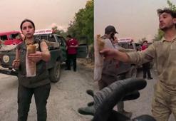 Yangının ortasında insanlık dersi: Ekmeklerini bölüştüler