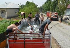 Çocuklar istedi, Muşlu çiftçi römorkunu havuza çevirdi!