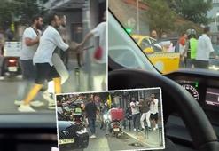 Nişantaşı'nda trafik kavgası! Araya girmeselerdi sopayla kadını dövecekti