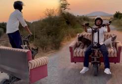 Aldığı ceza onu durdurmadı! Scooter'a koltuk takıp köpekleriyle gezdi