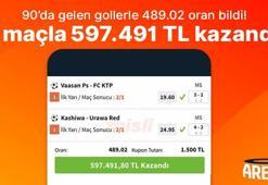 90’da gelen gollerle 489.02 oran bildi, 2 maçla 597.491 TL kazandı!