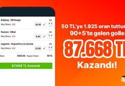 50 TL’ye 1.925 oran tutturdu! 90+5’te gelen golle 87.668 TL kazandı!