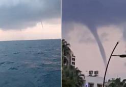 İskenderun’da denizde hortum paniği! Kameralara yansıdı