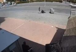 Kayseri’de kahkahaya boğan kaza güvenlik kameralarına yansıdı