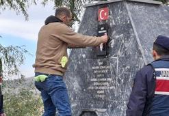 Eskişehir'de şehidin hatırasına çirkin saldırı! Türk bayrağı ve şehidin fotoğrafı tahrip edildi