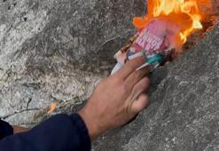 Isparta'nın Eğirdir Gölü'nden gaz fışkırdı! 'Gaz kokusu geliyordu çakmağımı çaktım kaya alev aldı'